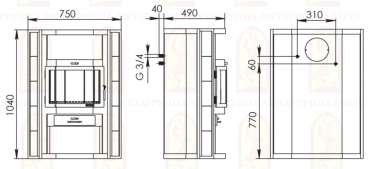 Купить недорогой камин с теплообменником Мета-Бел АОТВ 9.0-03 Печора-Аква в Молодечно фото в Молодечно