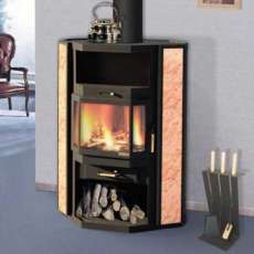 Недорогой большой камин с шамотом Печора Мета Бел фото в интерьере в Молодечно