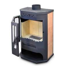 Стальной камин с шамотом Бавария призматик с плитой фото в Молодечно