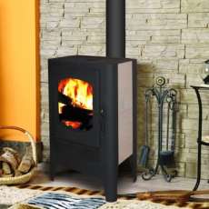 Недорогой стальной печь-камин Экокамин с плитой в интерьере фото в Молодечно