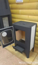 Печь-камин Экокамин с плитой в интерьере фото в Молодечно