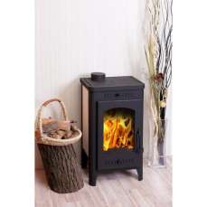 Недорогой стальной печь-камин Экокамин с плитой в интерьере фото в Молодечно