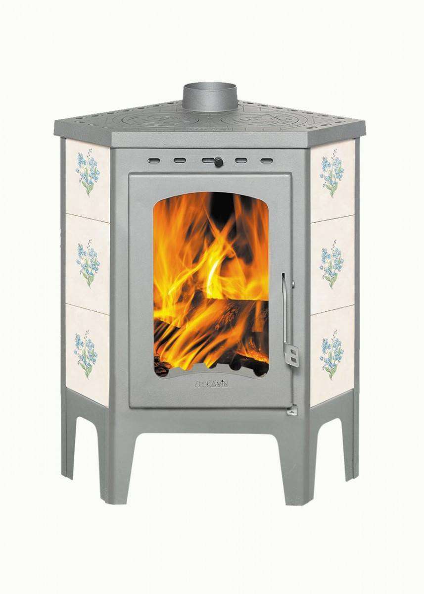 Печь-камин Бавария угловая с плитой незабудка Амазонка бай фото в Молодечно