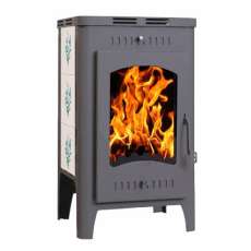 Стальной камин Бавария Оптима Незабудка со стеклом фото в Молодечно