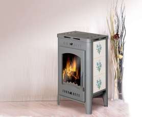 Печь-камин Бавария Оптима Незабудка со стеклом фото в Молодечно