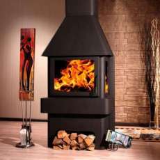 Печь-камин Бавария три стекла графит фото в интерьере в Молодечно