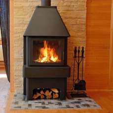 Стальной большой камин Бавария 3 стекла чёрная фото в Молодечно