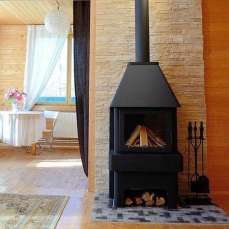 Стальной стильный камин Бавария 3 стекла чёрная фото в Молодечно