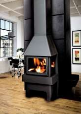 Недорогой камин Бавария 3 стекла чёрная фото в интерьере хай-тек в Молодечно