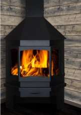 Печь-камин Бавария Мюнхен пристенно-угловой черный фото в интерьере в Молодечно