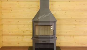 Печь-камин со стеклом Бавария Мюнхен пристенно-угловой графит фото в Молодечно