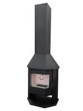 Стальной камин Мюнхен угловой графит фото с боку в Молодечно