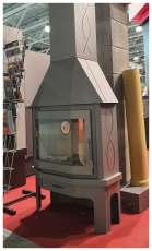 Стальной камин Бавария Мюнхен со стеклом угловой чёрный (без перемычки) фото в Молодечно