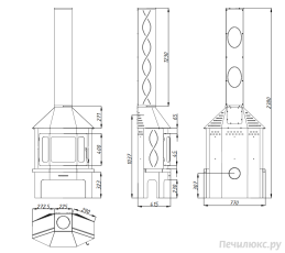 Стальной камин Бавария Мюнхен со стеклом угловой чёрный (без перемычки) фото габариты в Молодечно