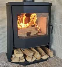 Стальной камин с большим стеклом Бавария панорама призма с плитой фото в Молодечно