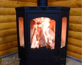 Стальной камин со стеклами Бавария панорама угловая фото в Молодечно