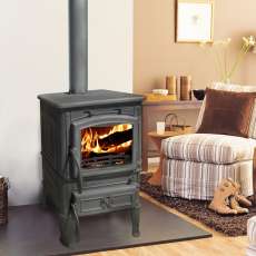 Печь-камин чугунный FireWay Dacha в интерьере чёрный Амазонка бай фото в Молодечно