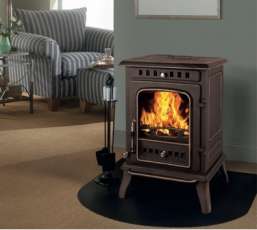 Печь-камин чугунный FireWay Erik в интерьере патина медь Амазонка бай фото в Молодечно