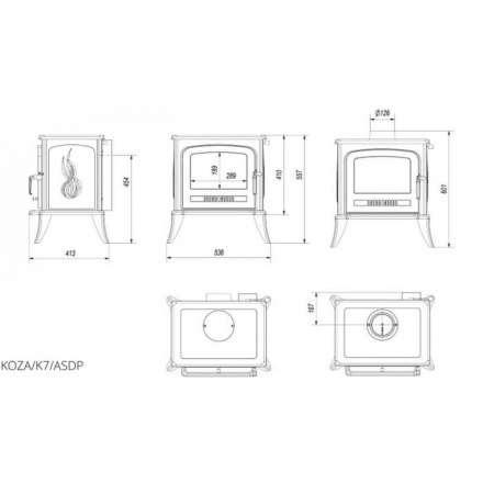 Купить Печь-камин чугунный Kratki Koza K7 с термостатом в Молодечно Амазонка бай фото в Молодечно
