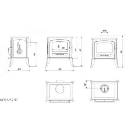 Купить Печь-камин чугунный Kratki Koza K7 с турбиной в Молодечно Амазонка бай фото в Молодечно