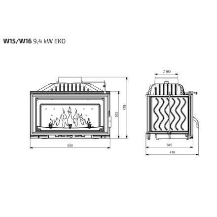 Каминная топка Kawmet W15 STANDARD 9,4 кВт EKO в Молодечно