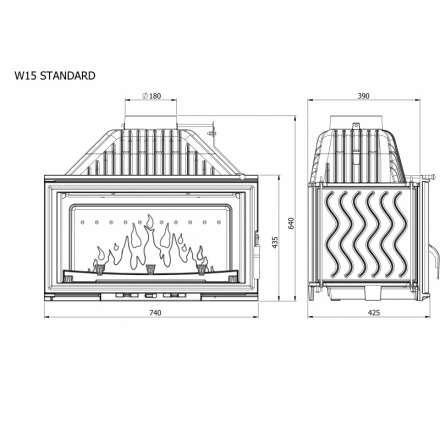 Каминная топка Kawmet W15 STANDARD 12 кВт в Молодечно