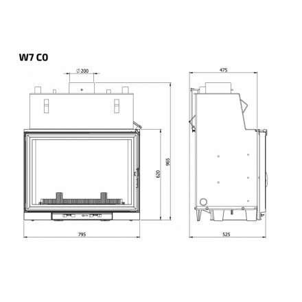 Каминная топка Kawmet W7CO 25,3 кВт с водяным контуром в Молодечно