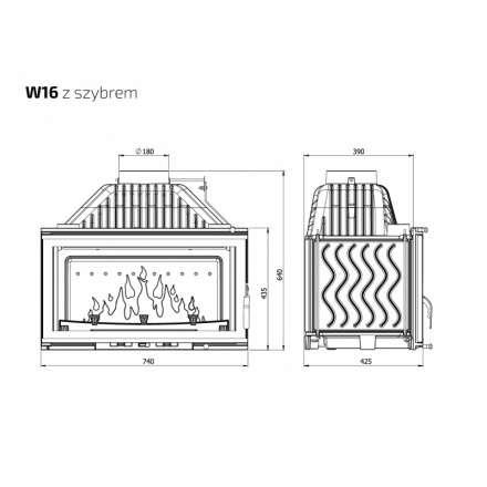 Каминная топка Kawmet W16 PREMIUM 14,7 кВт в Молодечно