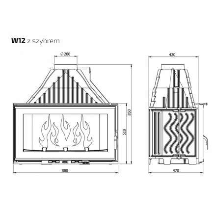 Каминная топка Kawmet W12-19,4 кВт в Молодечно