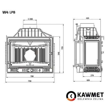 Каминная топка Kawmet W4PLB-14,5 кВт в Молодечно