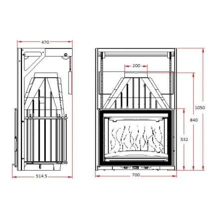 Каминная топка Invicta 700 Grand Angle с подъёмом в Молодечно