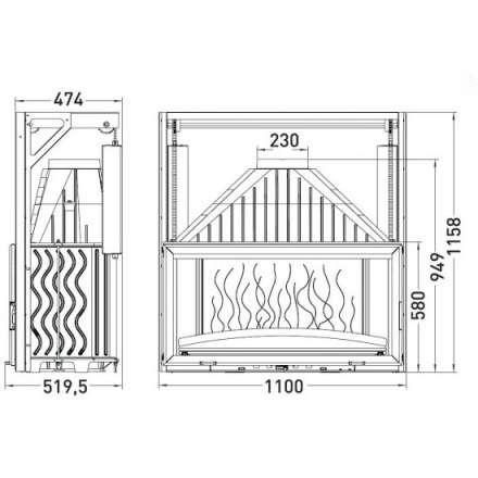 Каминная топка Invicta 1100 Grand Vision с подъёмом в Молодечно