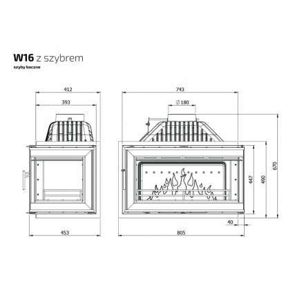 Каминная топка Kawmet W16PB 14,7 кВт в Молодечно