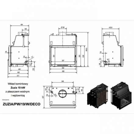 Каминная топка Kratki Zuzia/PW/19/W/DECO в Молодечно