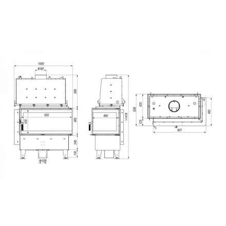 Каминная топка Defro Home RIVA ME BP SHORT угловая, с водяным контуром в Молодечно