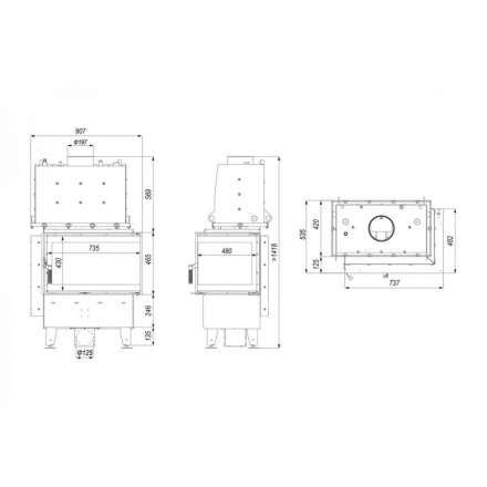 Каминная топка Defro Home RIVA SM BL SHORT угловая, с водяным контуром в Молодечно