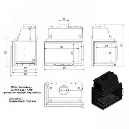 Каминная топка Kratki Oliwia/PW/BL/17/BS/W в Молодечно