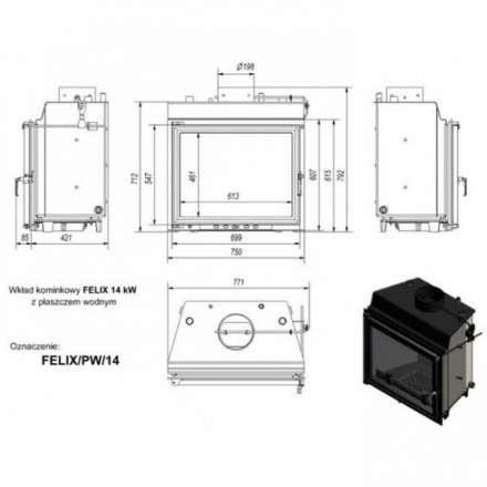 Каминная топка Kratki Felix/PW/14/W в Молодечно