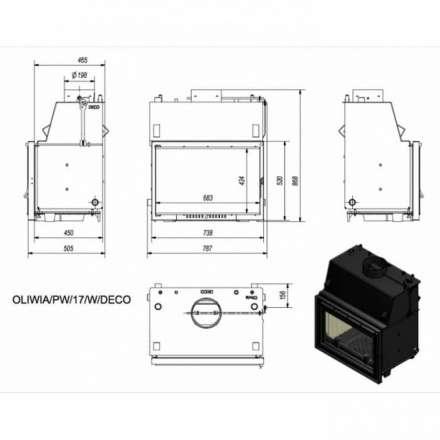 Каминная топка Kratki OLIWIA/PW/17/W/DECO в Молодечно