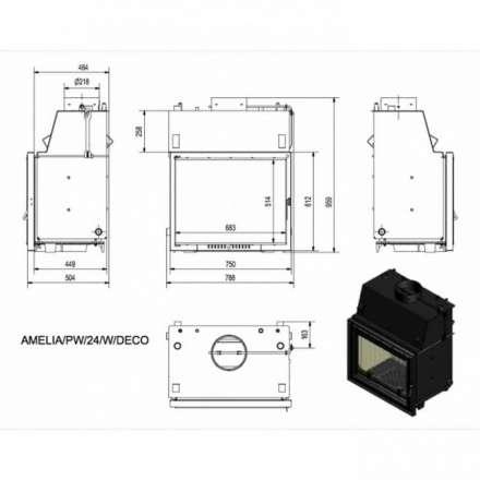 Каминная топка Kratki Amelia/PW/24/W/DECO (змеевик) в Молодечно