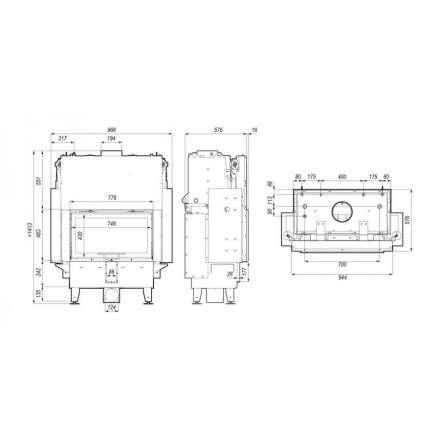 Каминная топка Defro Home RIVA ME G SHORT с водяным контуром и подъемом стекла вверх в Молодечно