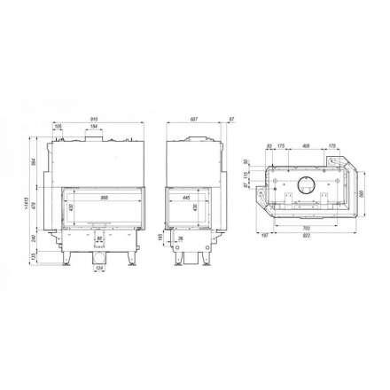 Каминная топка DEFRO HOME RIVA ME BL G SHORT угловая с водяным контуром и подъемом стекла вверх в Молодечно