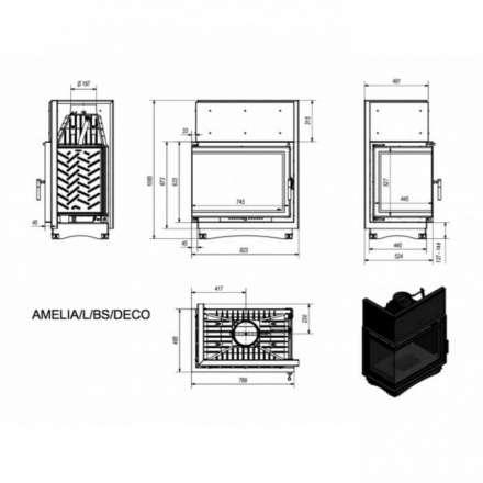 Каминная топка Kratki Amelia/L/BS/Deco в Молодечно