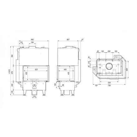 Каминная топка DEFRO HOME RIVA SM BL G SHORT угловая с водяным контуром и подъемом стекла вверх в Молодечно