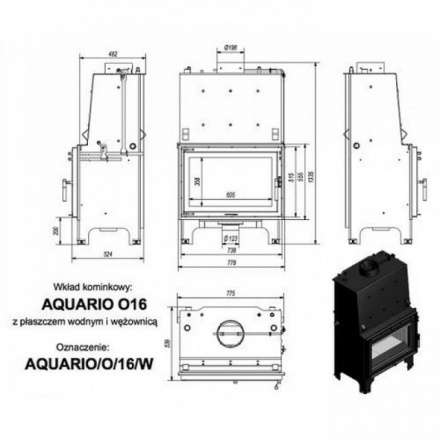Каминная топка Kratki AQUARIO/O/16/PW/W в Молодечно
