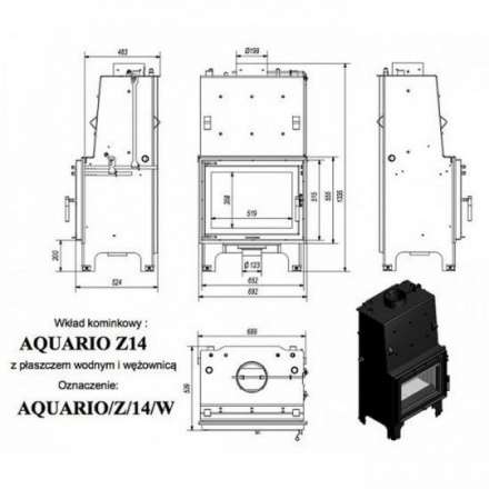 Каминная топка Kratki AQUARIO/Z/14/PW/W в Молодечно