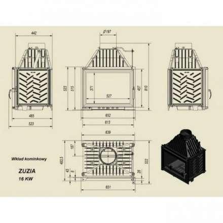 Каминная топка Kratki Zuzia/GLASS (двойное стекло) в Молодечно