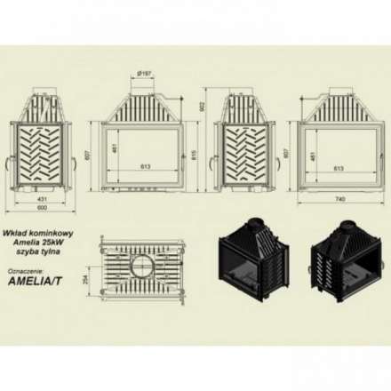 Каминная топка Kratki Amelia/T в Молодечно