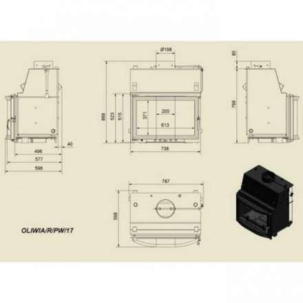 Каминная топка Kratki Oliwia/R/PW/17 в Молодечно