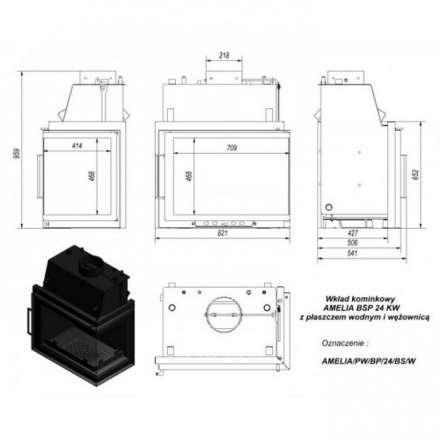 Каминная топка Kratki Amelia/PW/BP/24/BS/W в Молодечно
